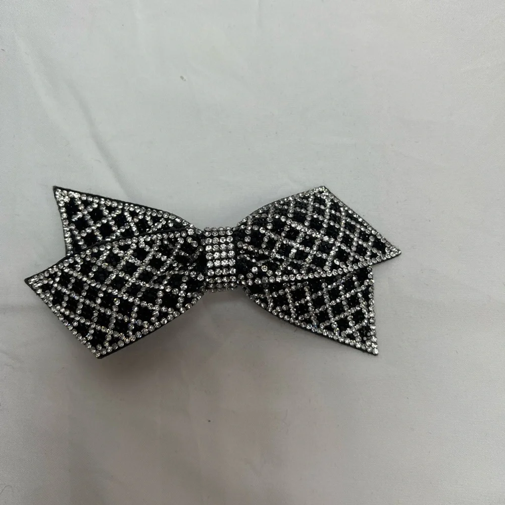 Black and Silver Bow Hair Clip